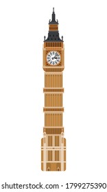 clock tower big ben london. flat on white background