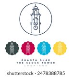 The Clock Tower - Ghanta Ghar - Ludhiana - Stock Illustration as EPS 10 File