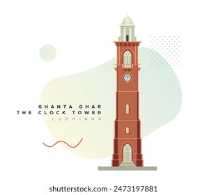 The Clock Tower - Ghanta Ghar - Ludhiana - Stock Illustration as EPS 10 File