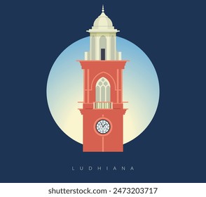 The Clock Tower - Ghanta Ghar - Ludhiana - Stock Illustration as EPS 10 File