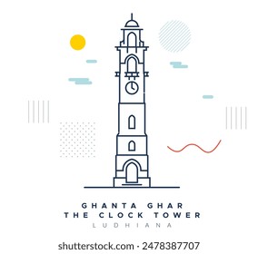 The Clock Tower - Ghanta Ghar - Ludhiana - Stockabbildung als EPS 10 Datei