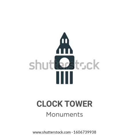 Clock tower glyph icon vector on white background. Flat vector clock tower icon symbol sign from modern monuments collection for mobile concept and web apps design.