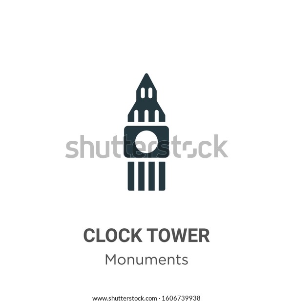 Clock Tower Glyph Icon Vector On Stock Vector (Royalty Free) 1606739938