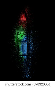A Clock Tower Hand Drawn, Big Ben London - Outline for Design Vector Illustration