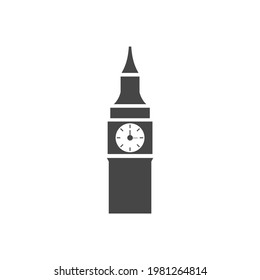 Clock Tower Icon Black and White Vector Graphic