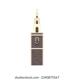 Clock tower icon flat vector. Big ben building. Old clock tower isolated