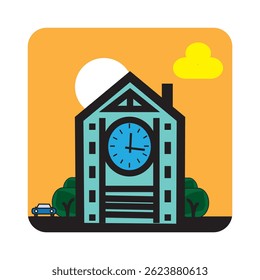 Clock Tower icon logo vector design 