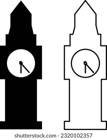 Clock tower icon on white background. Big ben tower sign. flat style.