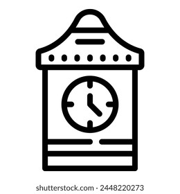 Clock tower icon outline vector. City swiss. Country europe tourism