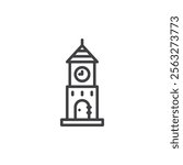Clock Tower Model line icon. linear style sign for mobile concept and web design. Decorative clock tower outline vector icon. Symbol, logo illustration. Vector graphics