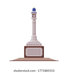 Clock Tower, Muscat City Architectural, Oman Country Famous Landmark, Historical Building Flat Vector Illustration