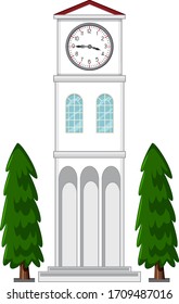 Clock tower on white background illustration