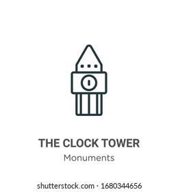 The clock tower outline vector icon. Thin line black the clock tower icon, flat vector simple element illustration from editable monuments concept isolated stroke on white background