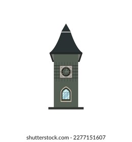 Clock tower retro colonial style building cartoon vector big Ben illustration