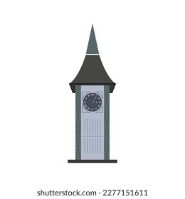 Clock tower retro colonial style building cartoon vector big Ben illustration