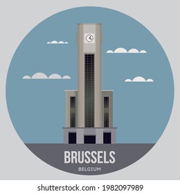 the clock tower at the train station in Brussels