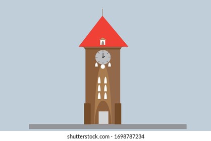 Clock tower vector in cold weather
