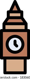 clock tower vector flat color icon 