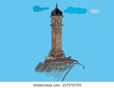 clock tower vector illustration pendik