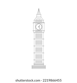 Clock Tower Vector, Line Art Clock Tower Drawing, Clock Tower Illustration