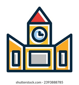 Clock Tower Vector Thick Line Filled Dark Colors Icons For Personal And Commercial Use.
