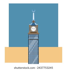 The Clock Towers formally Abraj Al Bait -  Mecca Saudi Arabia - Stock Illustration as EPS 10 File