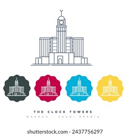 The Clock Towers formally Abraj Al Bait -  Mecca Saudi Arabia - Stock Illustration as EPS 10 File