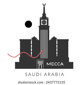 The Clock Towers formally Abraj Al Bait -  Mecca Saudi Arabia - Stock Illustration as EPS 10 File