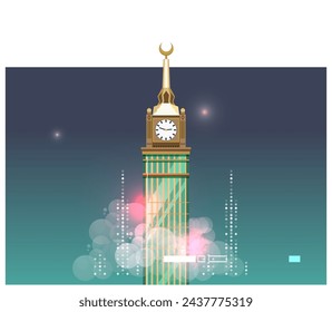 The Clock Towers formally Abraj Al Bait -  Mecca Saudi Arabia - Stock Illustration as EPS 10 File