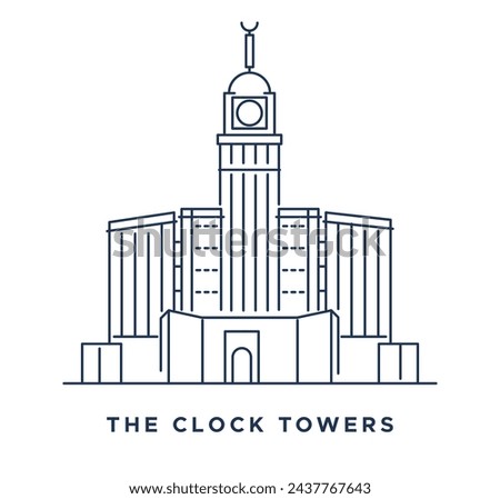 The Clock Towers formally Abraj Al Bait -  Mecca Saudi Arabia - Stock Illustration as EPS 10 File