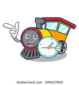 With clock train character cartoon style