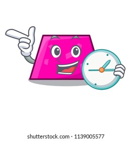 With clock trapezoid character cartoon style