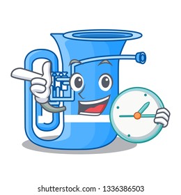 With clock tuba isolated with in the character