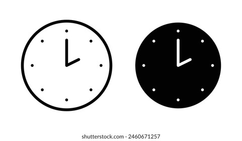 Haz clic en dos iconos. Símbolo de Vector de hora de las 2 am o pm en estilo negro relleno y perfilado.