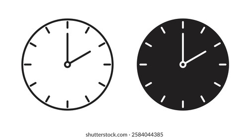 Clock two icon set in thin line. vector illustrations for web
