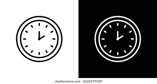 Relógio dois ícone forma gráfico simples clipart símbolo. linha fina contorno arte