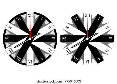 Clock two-tone black and white