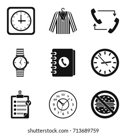 Clock type icon set. Simple set of 9 clock type vector icons for web design isolated on white background