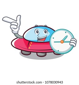 With clock ufo character cartoon style