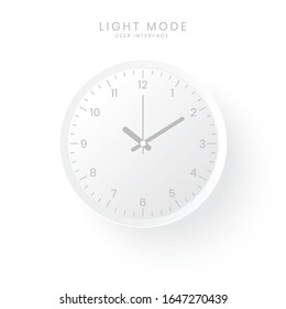 Clock UI in light Mode. Simple, elegant, and minimalist. For website or apps design. Vector Illustration