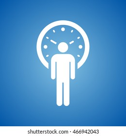 Clock & User Icon on blue color. 