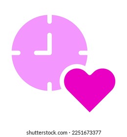 clock valentine icon solid pink style illustration vector and logo. Icon sign from modern collection for web. Nice design perfect.