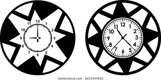 Vector del reloj, Clipart, silueta, Vector, iconos, ilustración, diseño.