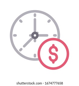icono de línea de color del vector de reloj 