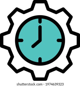 clock vector color line icon