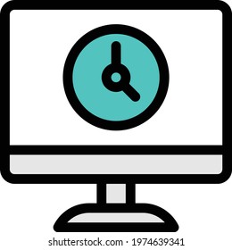 clock vector color line icon