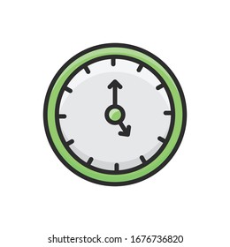 Die Vektorillustration der Uhr füllte das Symbol für die Farbumrisse. 