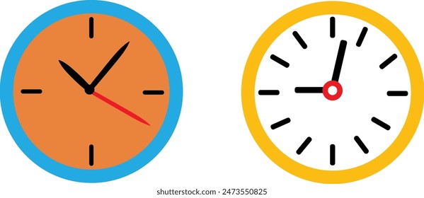 clock vector flat illustration isolated on white background, Clock Icon vector image.