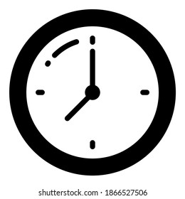 icono del glifo vector del reloj, icono de escuela y educación