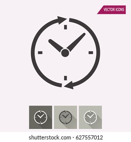 Clock vector icon. Illustration isolated for graphic and web design.